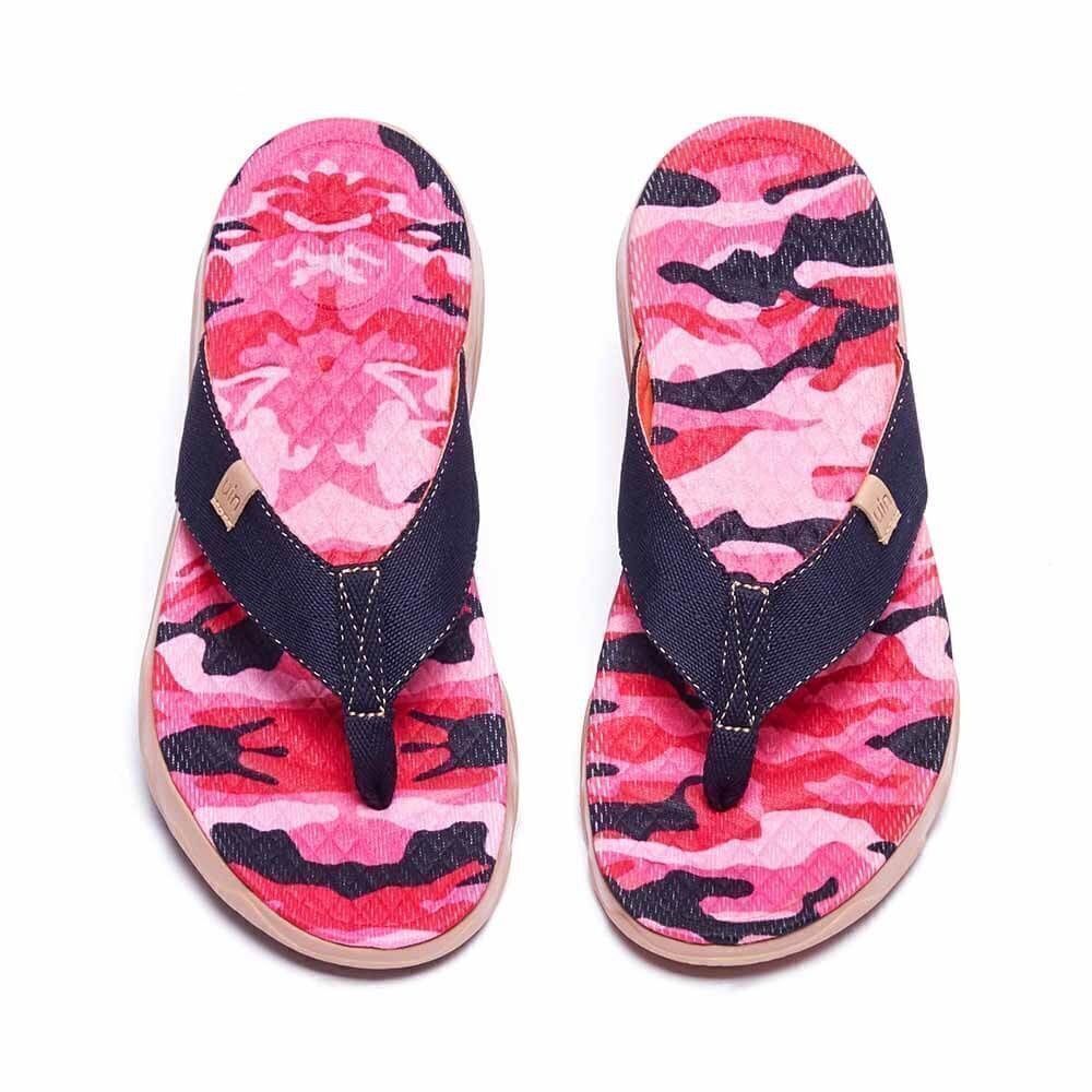 UIN Women's Flip Flops Beach Summer Casual Slippers Non Slip (Pink Cherry )133